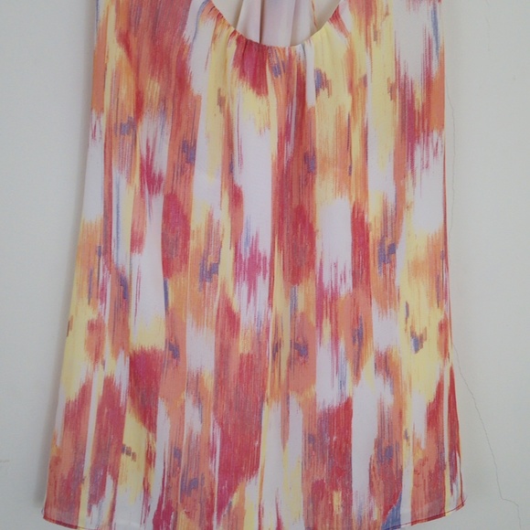Gap Colorful Flowy Racerback Silky Lined Tank Top Blouse - Picture 3 of 12